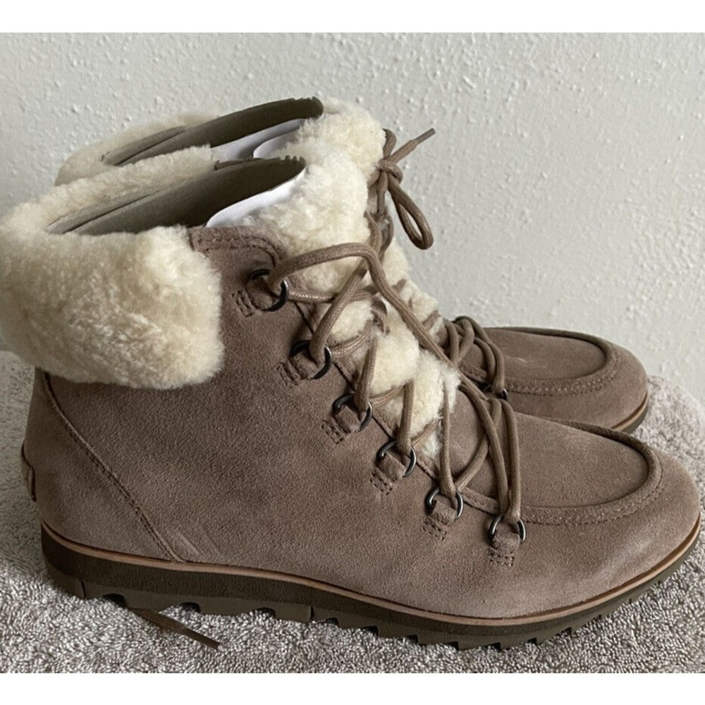 New! Women's Sorel Harlow Lace Up Cozy Low Top Ash Brown Boots 11